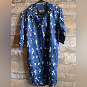 Blue Lanskey Brothers V-Neck Midi Dress